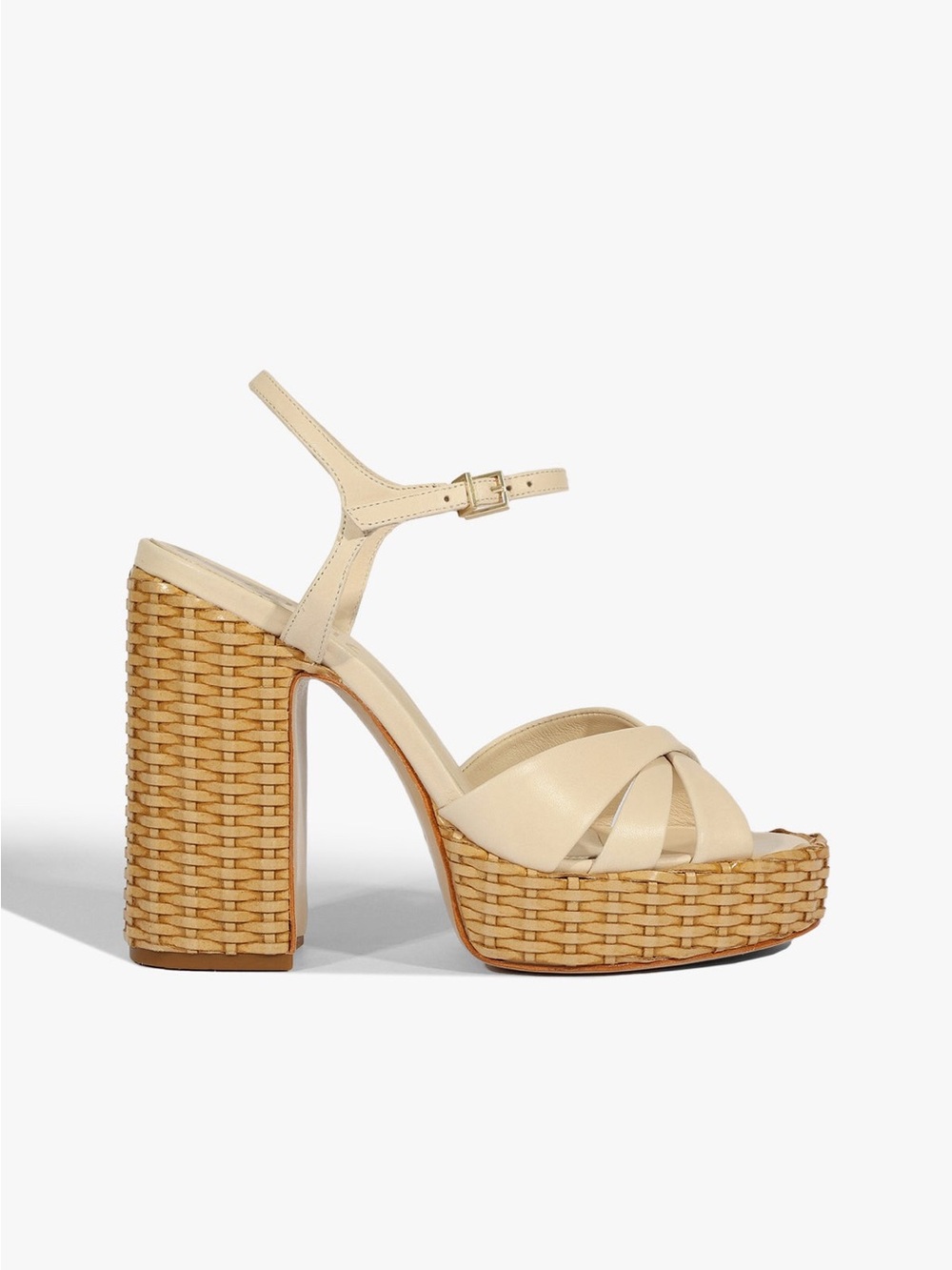 Schutz |Keefa Resort Straw Beige Woven Platform Sandal with Ankle Strap|Sz 10.5